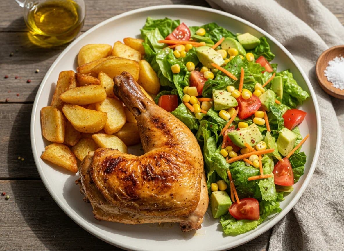 Pollo Asado con Patatas y Ensalada
